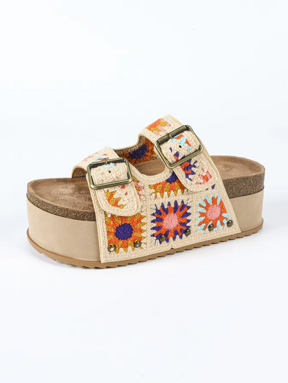 Boho Stud Wedges Sandals