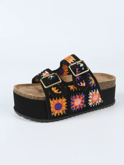 Boho Stud Wedges Sandals